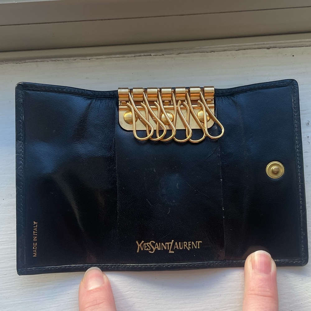 Yves Saint Laurent Black Leather Key Holder